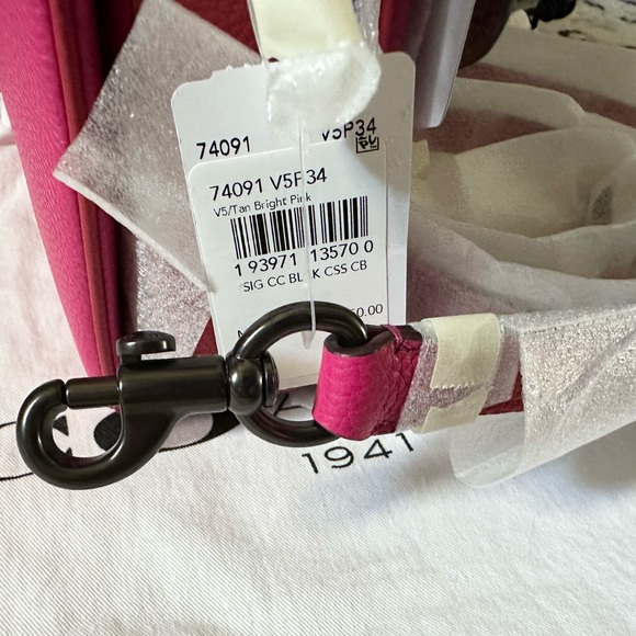 Coach Cassie Signature Block Tan/Pink/Red - Picture 8 of 11